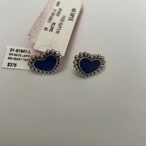 Lagos Caviar Lapis Heart Stud Earrings